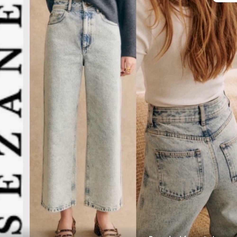 Sezane Light Wash Wide Leg Jeans